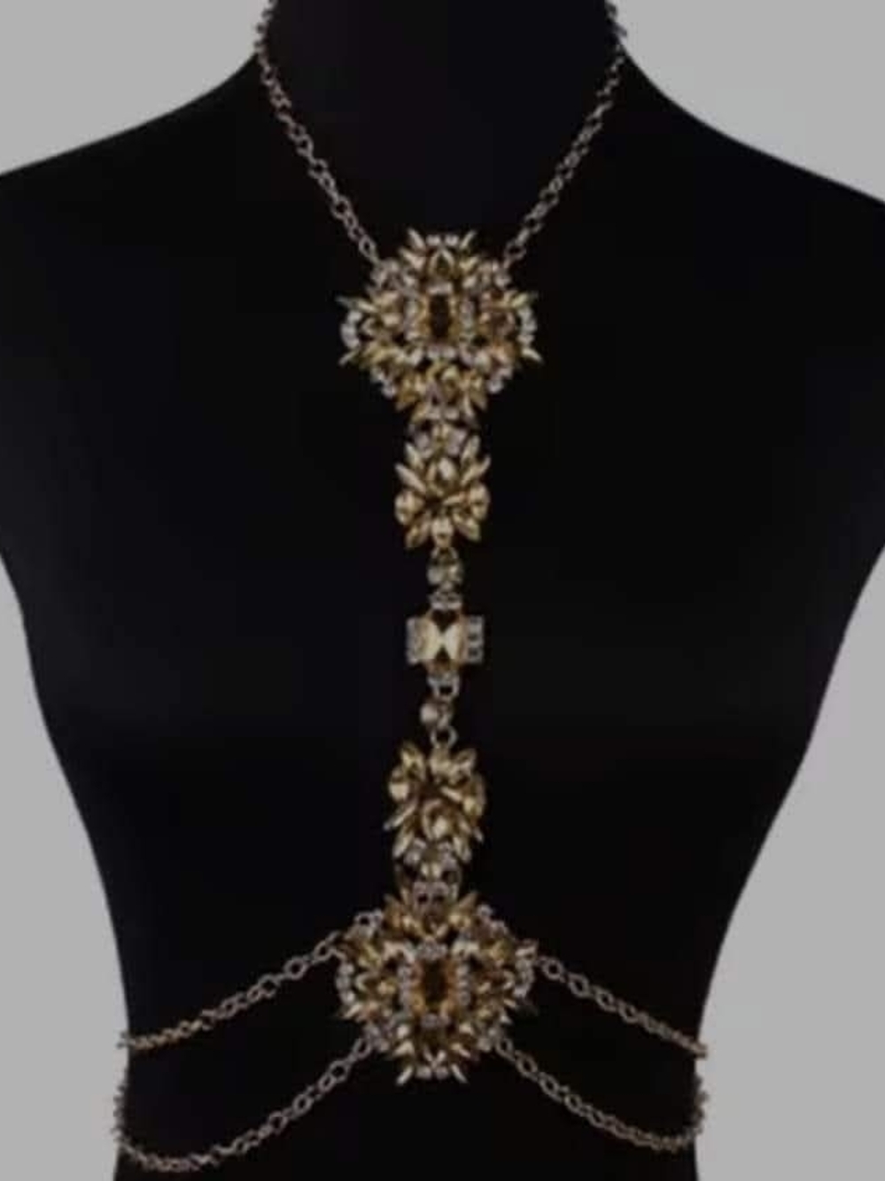 Gold Floral Crystal Body Chain Necklace - Women Jewelry